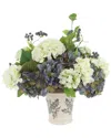 Creative Displays Hydrangea & Viburnum Arranged In Ceramic Vase With Berries In Multi
