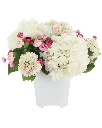 CREATIVE DISPLAYS CREATIVE DISPLAYS HYDRANGEA, RANUNCULUS & VIBURNUM ARRANGED IN CERAMIC POT