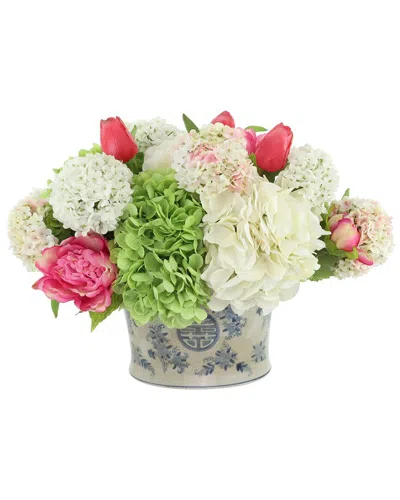 CREATIVE DISPLAYS CREATIVE DISPLAYS HYDRANGEA, VIBURNUM & PEONY ARRANGED IN CERAMIC POT
