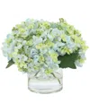 Creative Displays Hydrangeas Arranged In Glass Vase In Green