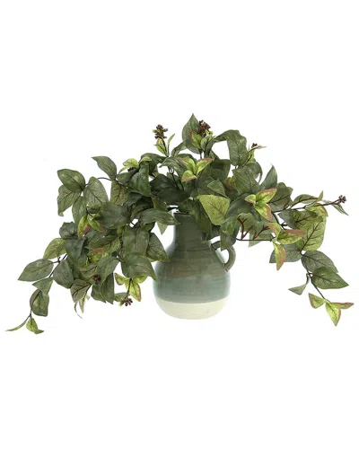 CREATIVE DISPLAYS CREATIVE DISPLAYS IVY ARRANGEMENT IN A CERAMIC VASE WITH HANDLE