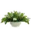 Creative Displays Lilac, Rose Leaf And Tea Leaf Arrangement In A Ceramic Pot In White