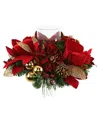 Creative Displays Magnolia Leaf Christmas Candleholder With Hydrangeas In Red