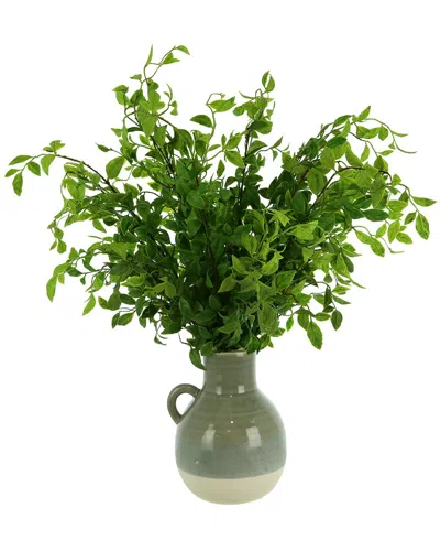 Creative Displays Mediterranean Nandina In Ceramic Vase With Handle In Green