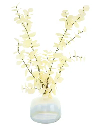 Creative Displays Modern Blanched Eucalyptus Arrangement In Marbled Ceramic Vase In White