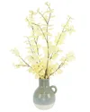 Creative Displays Modern Blanched Eucalyptus In Marbled Ceramic Vase In White