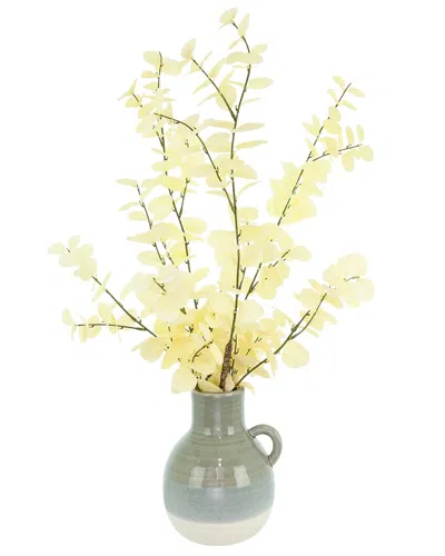 Creative Displays Modern Blanched Eucalyptus In Marbled Ceramic Vase In White