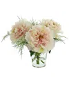 Creative Displays Peony And Fern In A Glass Vase With Acrylic Water In Pink