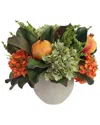Creative Displays Modern Fall Arrangement Ft. Green & Orange Hydrangeas With  Pomegranates In Orange