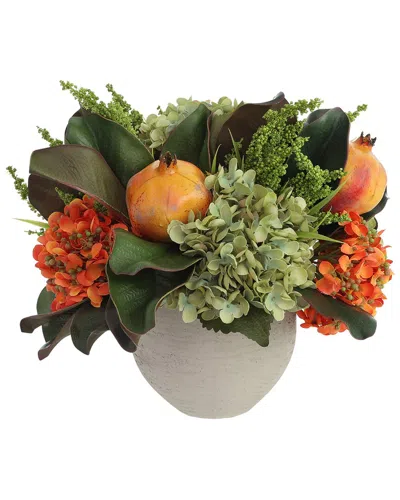 Creative Displays Modern Fall Arrangement Ft. Green & Orange Hydrangeas With  Pomegranates