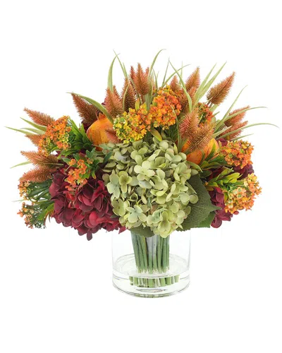 Creative Displays Modern Fall Arrangement With Orange Thistle & Assorted  Hydrangeas