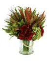 CREATIVE DISPLAYS CREATIVE DISPLAYS MODERN FALL ARRANGEMENT WITH RED HYDRANGEAS & HEATHER