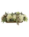 Creative Displays Modern Farmhouse Christmas Centerpiece With Hydrangeas & Burlap Bows In Cream