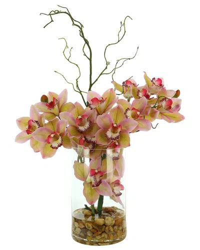 Creative Displays Modern Orchid Arrangement In Glass Vase In Multi