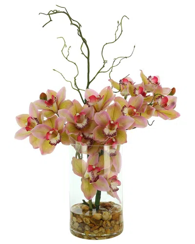 Creative Displays Modern Orchid Arrangement In Glass Vase In Pink
