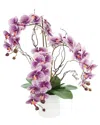 Creative Displays Modern Purple Orchid Arrangement In Round Fiberstone Pot In Purple