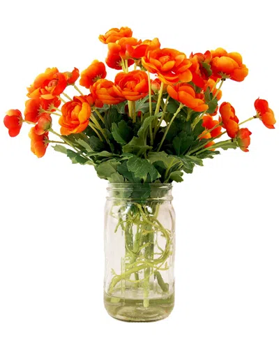 Creative Displays Orange Ranunculus Arrangement In A Mason Jar In Animal Print