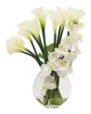 Creative Displays Orchids & Calla Lily Arranged In Glass Vase In White