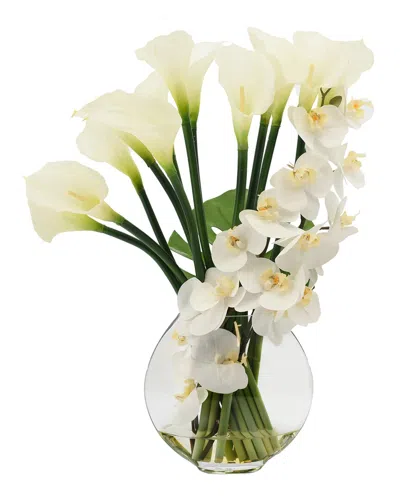 Creative Displays Orchids & Calla Lily Arranged In Glass Vase In White