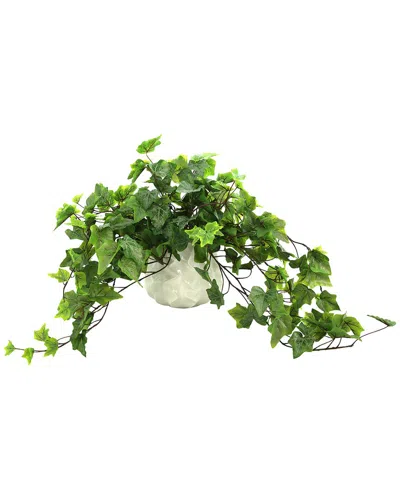 Creative Displays Organic Modern Frosted Ivy In Glass Vase In Green