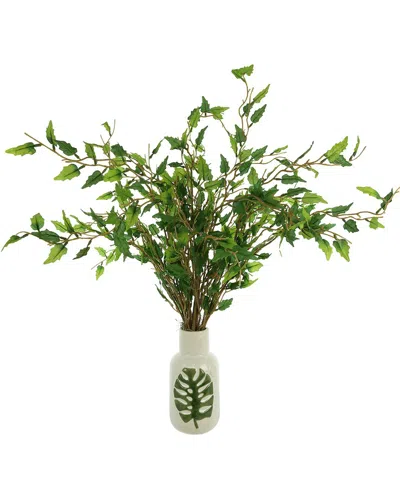 Creative Displays Organic Modern Smilax In Ceramic Leaf Vase In Green