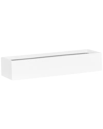 Creative Displays Outdoor Glossy Rectangular White Fiberstone Planter