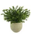 Creative Displays Outdoor Uv-rated Boxwood In Fiberstone Pot In Green