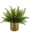 Creative Displays Outdoor Uv-rated Fern In Fiberstone Pot In Green
