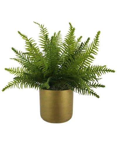 Creative Displays Outdoor Uv-rated Fern In Fiberstone Pot In Green