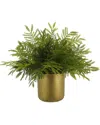 Creative Displays Outdoor Uv-rated Ostrich Fern Arrangement In Fiberstone Pot In Green