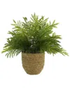 Creative Displays Outdoor Uv-rated Ostrich Fern In Straw Grass-wrapped Pot In Green