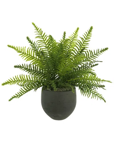 Creative Displays Outdoor Uv-rated Fern In Fiberstone Pot In Green