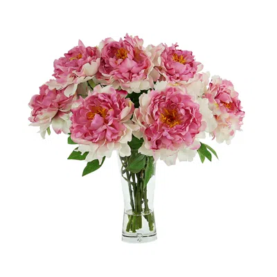 Creative Displays Peony Floral Arrangement In A Tall Glass Vase In Pink