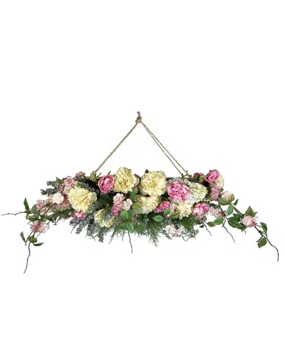 Creative Displays Peony, Pink Cherry Blossom And Eucalyptus Chandelier In White