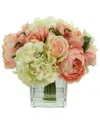 Creative Displays Pink & Cream Rose, Peony & Hydrangea Arrangement In Glass Vase In Pink