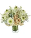 Creative Displays Pink Hydrangea & Daisy Arrangement In Glass Vase In Peach