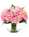 Creative Displays Pink Hydrangea Arrangement In Glass Bubble Vase In Pink