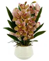 Creative Displays Pink Orchid Arrangement In White Ceramic Pot In Pink