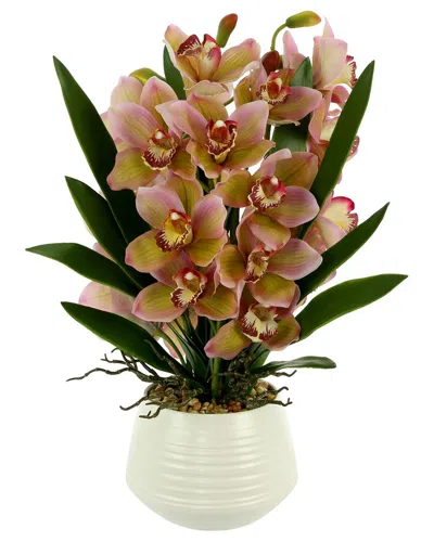 Creative Displays Pink Orchid Arrangement In White Ceramic Pot
