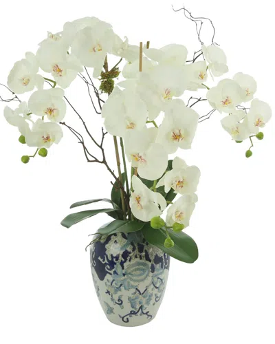 Creative Displays Pink Orchid With Bamboo Floral Arrangement In White