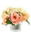 Creative Displays Pink Peonies & Hydrangeas Arranged In Cut Glass Vase In Pink