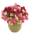 Creative Displays Pink Ranunculus Arrangement In Beige Strawgrass Pot In Pink