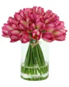 CREATIVE DISPLAYS CREATIVE DISPLAYS PINK TULIPS ARRANGED IN CLEAR GLASS VASE