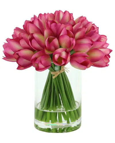 Creative Displays Pink Tulips Arranged In Clear Glass Vase