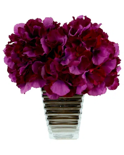 Creative Displays Purple Hydrangeas Arranged In A Silver Glass Vase