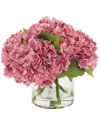 Creative Displays Real Touch Hydrangea Floral Arrangement In Glass Vase In Pink