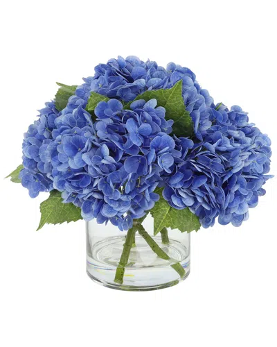 Creative Displays Real Touch Hydrangea Floral Arrangement In Glass Vase In Blue