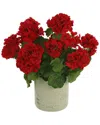 Creative Displays Red Geranium Floral Arrangement In A Round Pot In Red