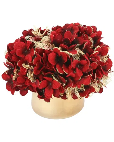 Creative Displays Red Hydrangea & Gold Vase Holiday Arrangement
