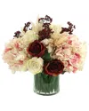 Creative Displays Red Rose & Hydrangea Arrangement In Glass Vase In Red